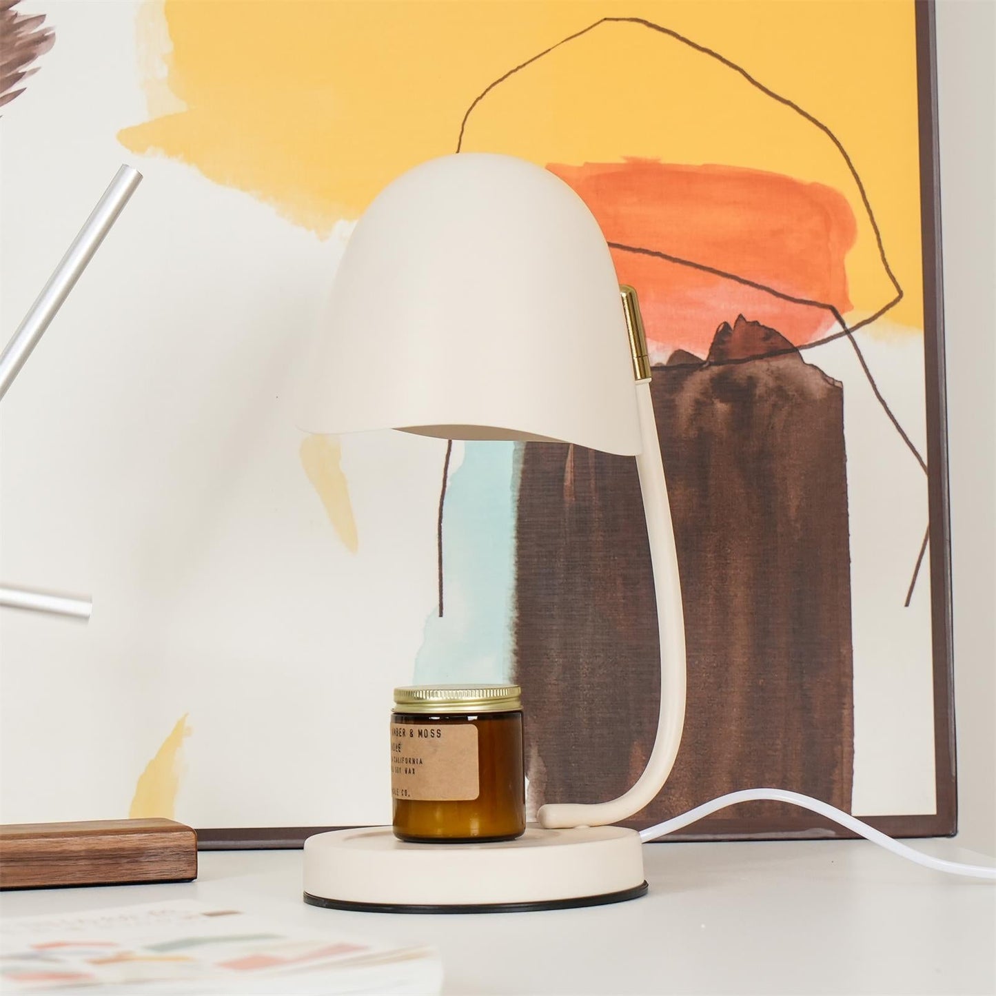 Chloé Eierschalenfarbene Kerzenwärmerlampe mit verstellbarem Hals