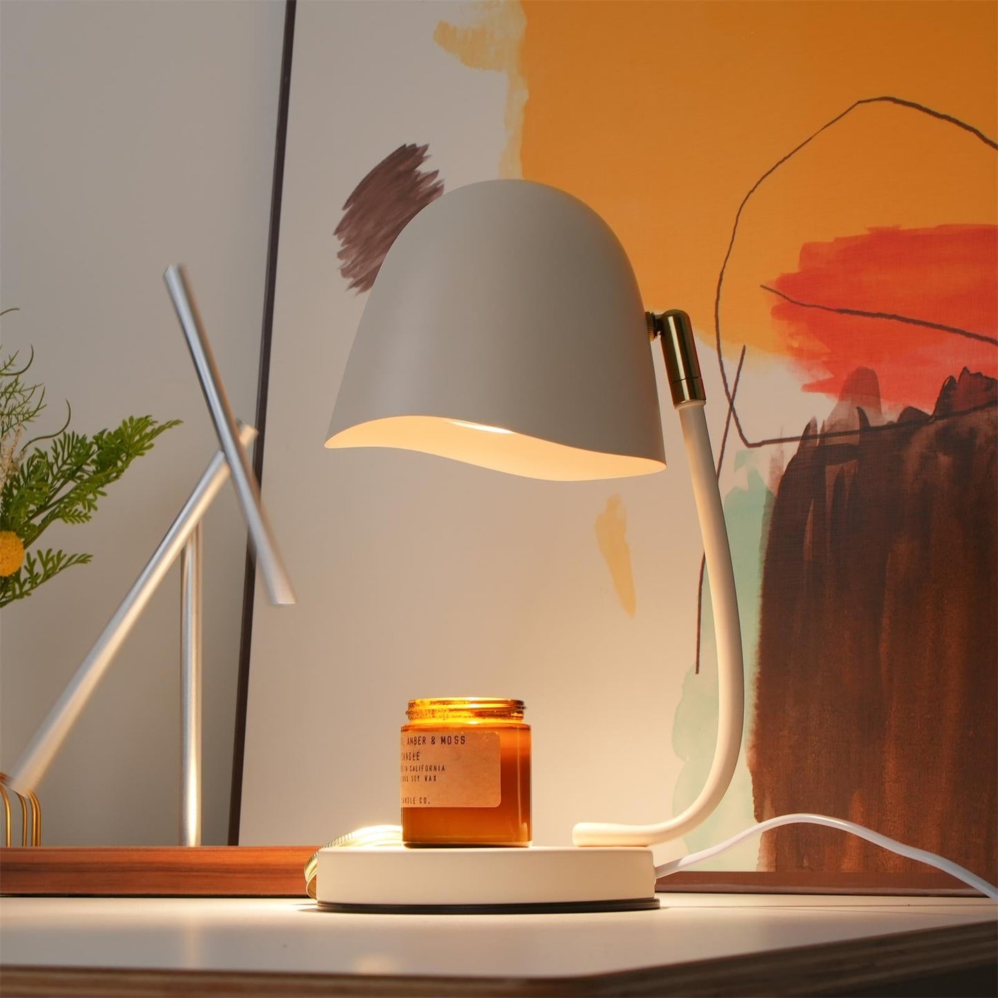 Chloé Eierschalenfarbene Kerzenwärmerlampe mit verstellbarem Hals