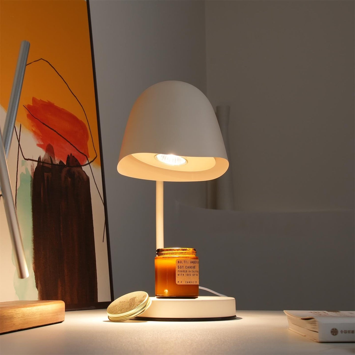 Chloé Eierschalenfarbene Kerzenwärmerlampe mit verstellbarem Hals