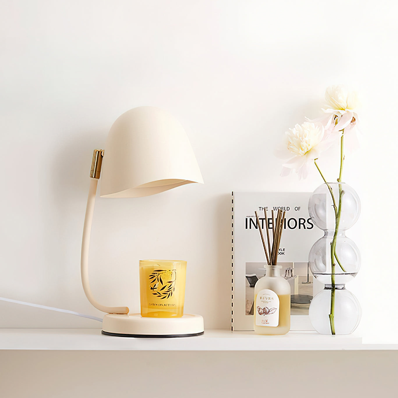 Chloé Eierschalenfarbene Kerzenwärmerlampe mit verstellbarem Hals