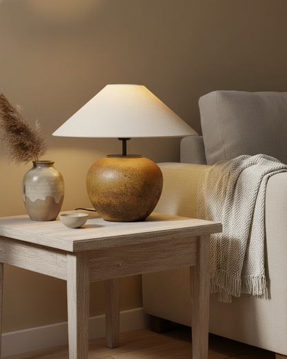 Madeleine Ceramic Table Lamp with Fabric Shade Design