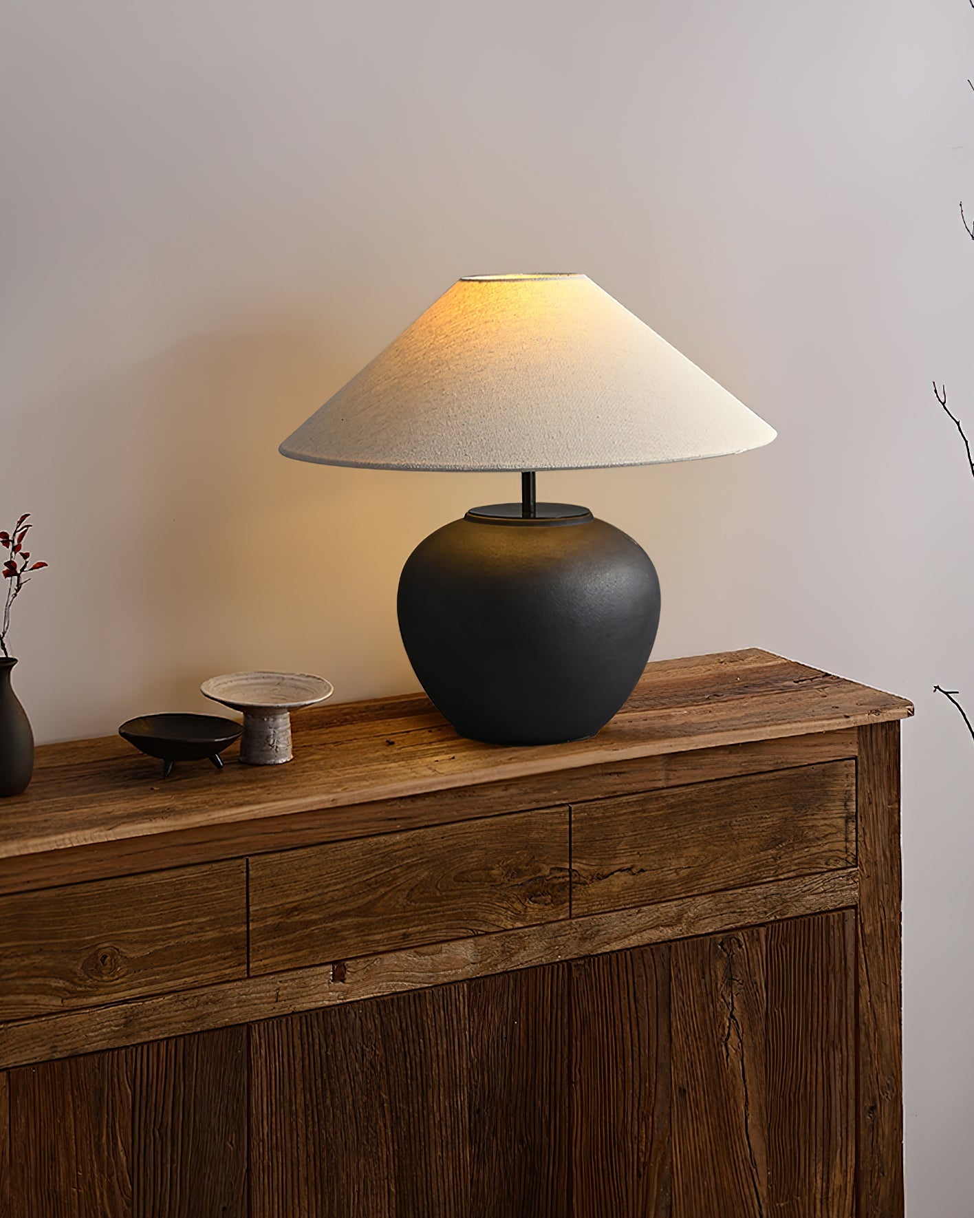 Madeleine Ceramic Table Lamp with Fabric Shade Design
