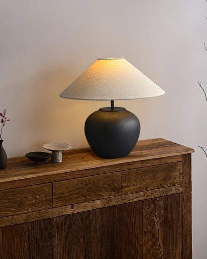 Madeleine Ceramic Table Lamp with Fabric Shade Design