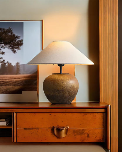 Madeleine Ceramic Table Lamp with Fabric Shade Design
