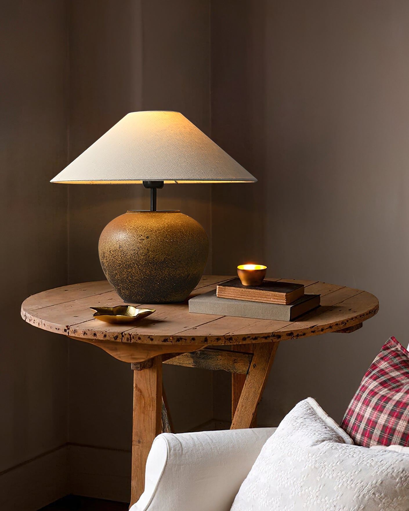Madeleine Ceramic Table Lamp with Fabric Shade Design