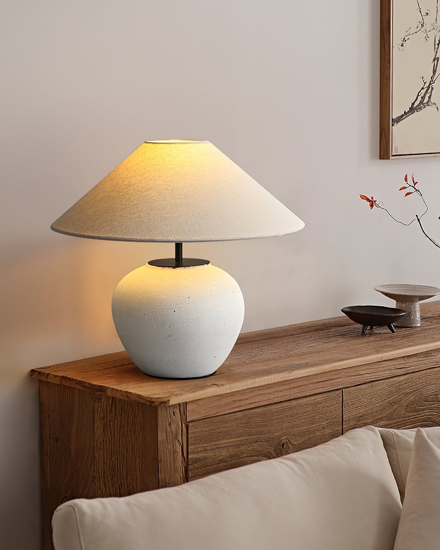Madeleine Ceramic Table Lamp with Fabric Shade Design
