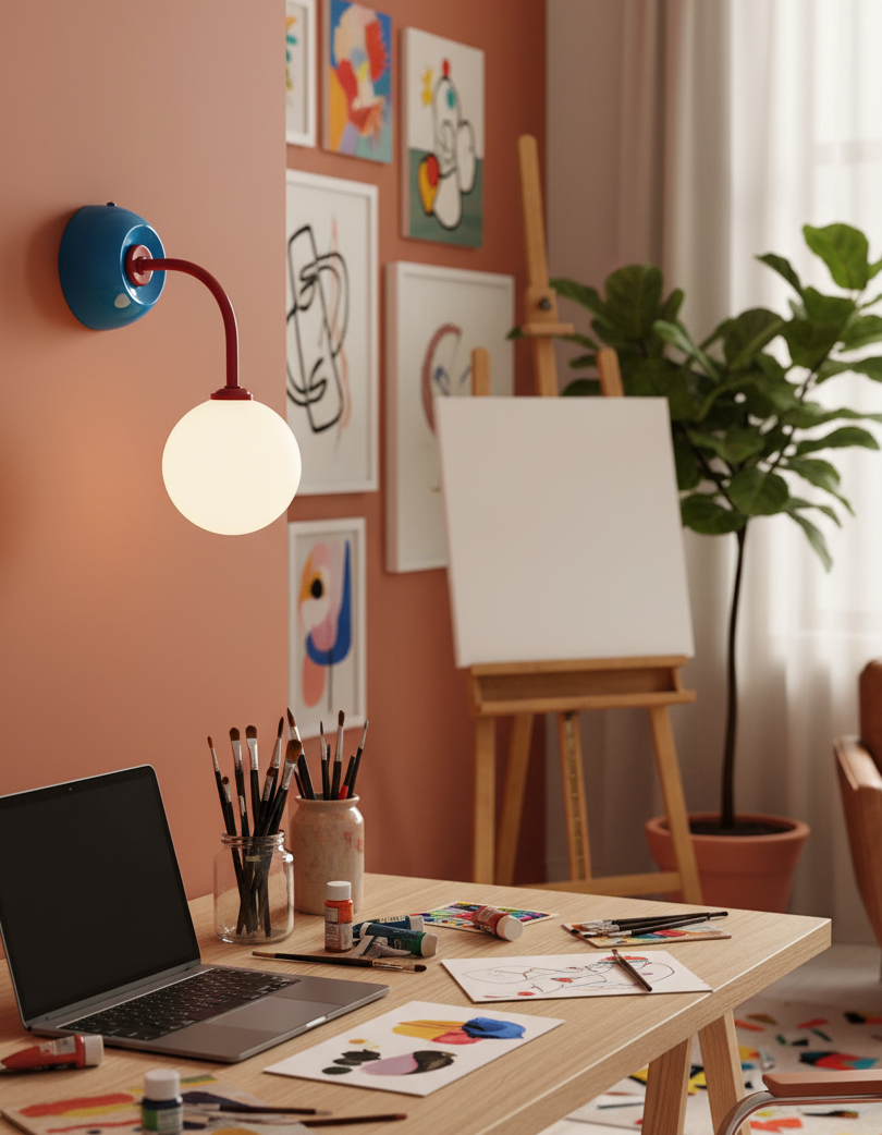Léonie Retro Globe Wall Lamp with Curved Arm Design