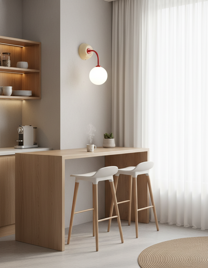 Léonie Retro Globe Wall Lamp with Curved Arm Design