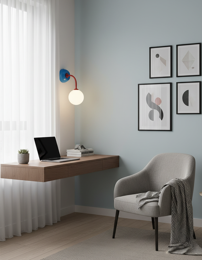 Léonie Retro Globe Wall Lamp with Curved Arm Design