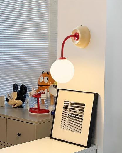 Léonie Retro Globe Wall Lamp with Curved Arm Design