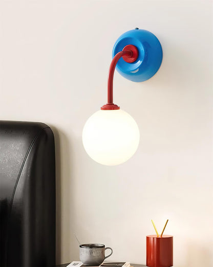 Léonie Retro Globe Wall Lamp with Curved Arm Design