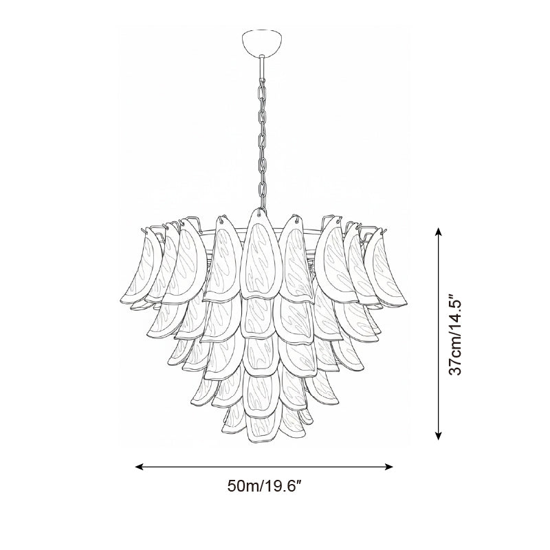 Giselle Petal-Kronleuchter, geschichtetes Glasblütendesign mit Metallrahmen