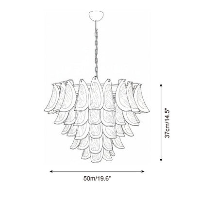 Giselle Petal-Kronleuchter, geschichtetes Glasblütendesign mit Metallrahmen
