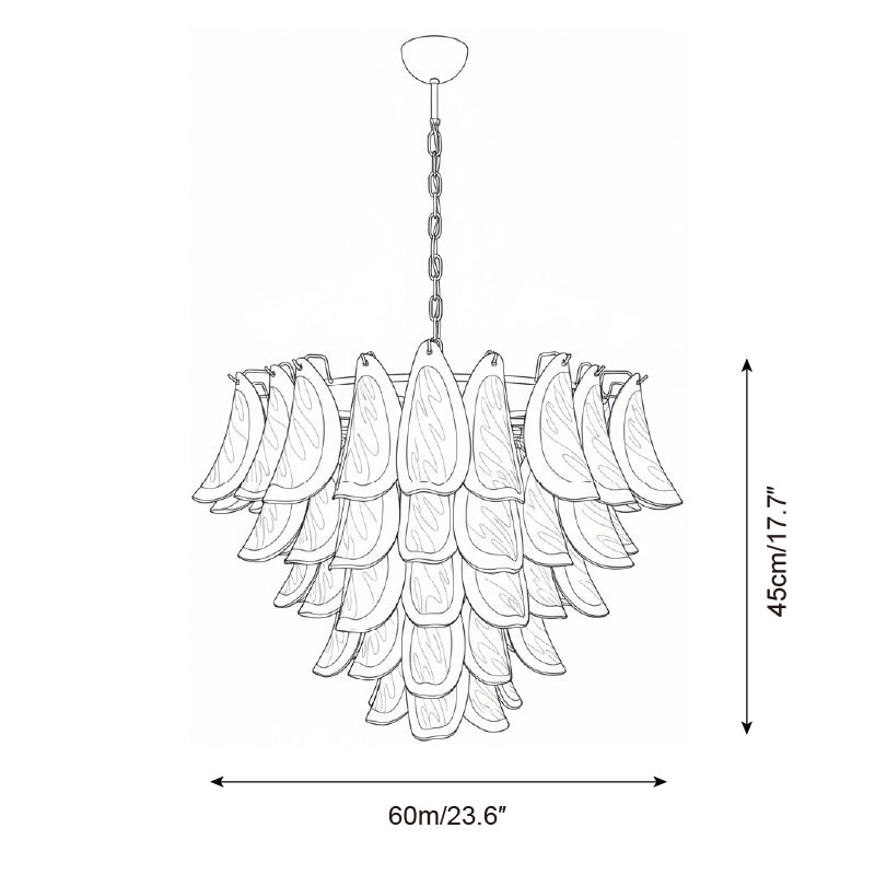 Giselle Petal-Kronleuchter, geschichtetes Glasblütendesign mit Metallrahmen
