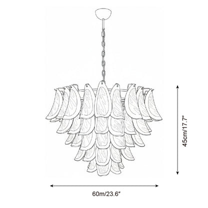 Giselle Petal-Kronleuchter, geschichtetes Glasblütendesign mit Metallrahmen