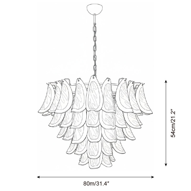 Giselle Petal-Kronleuchter, geschichtetes Glasblütendesign mit Metallrahmen