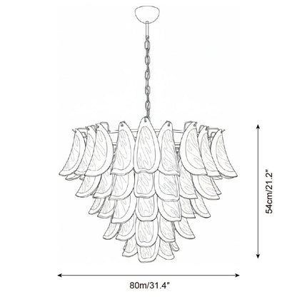 Giselle Petal-Kronleuchter, geschichtetes Glasblütendesign mit Metallrahmen