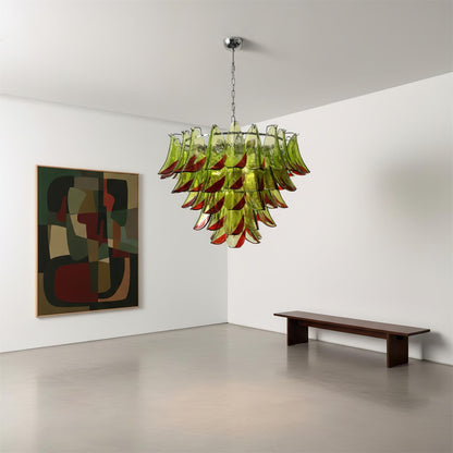 Giselle Petal-Kronleuchter, geschichtetes Glasblütendesign mit Metallrahmen