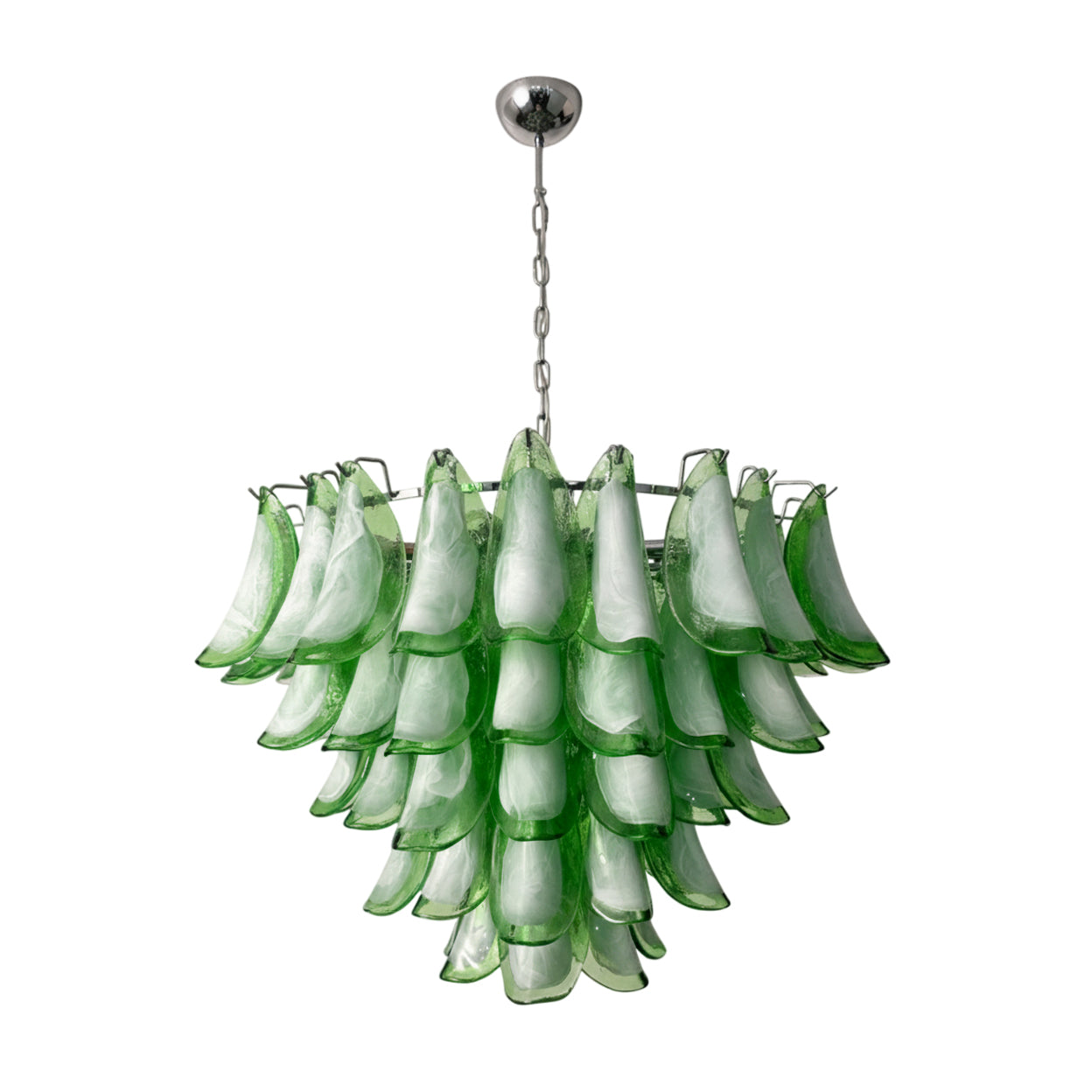 Giselle Petal-Kronleuchter, geschichtetes Glasblütendesign mit Metallrahmen