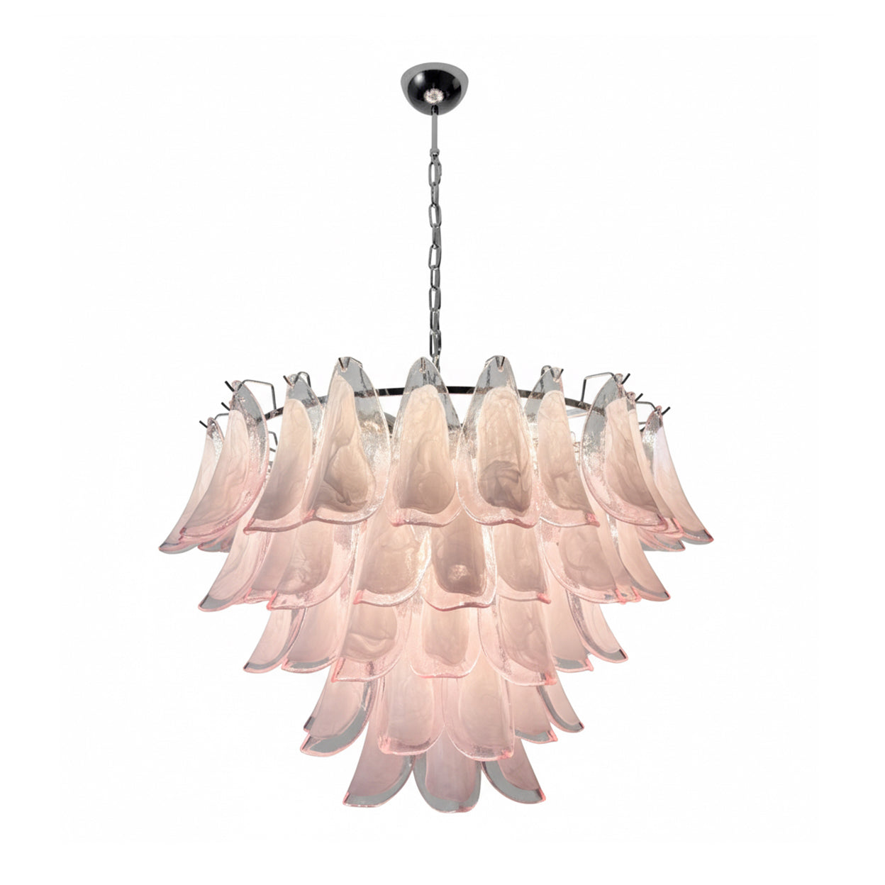 Giselle Petal-Kronleuchter, geschichtetes Glasblütendesign mit Metallrahmen