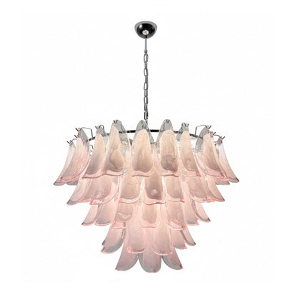 Giselle Petal-Kronleuchter, geschichtetes Glasblütendesign mit Metallrahmen