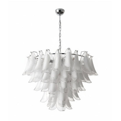 Giselle Petal-Kronleuchter, geschichtetes Glasblütendesign mit Metallrahmen