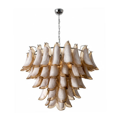 Giselle Petal-Kronleuchter, geschichtetes Glasblütendesign mit Metallrahmen