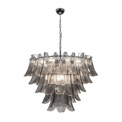 Giselle Petal-Kronleuchter, geschichtetes Glasblütendesign mit Metallrahmen
