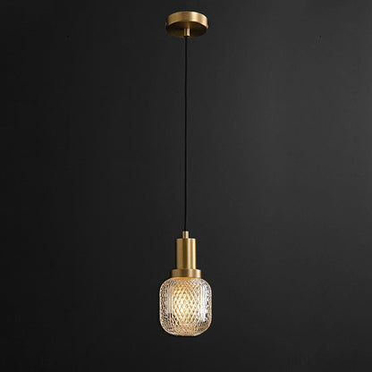 Elise Geätztes Glas Luxus LED Kupfer Gold Pendelleuchte Rhombus Lampenschirm