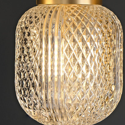 Elise Geätztes Glas Luxus LED Kupfer Gold Pendelleuchte Rhombus Lampenschirm