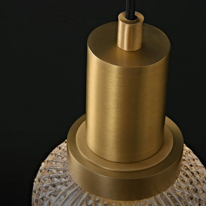 Elise Geätztes Glas Luxus LED Kupfer Gold Pendelleuchte Rhombus Lampenschirm
