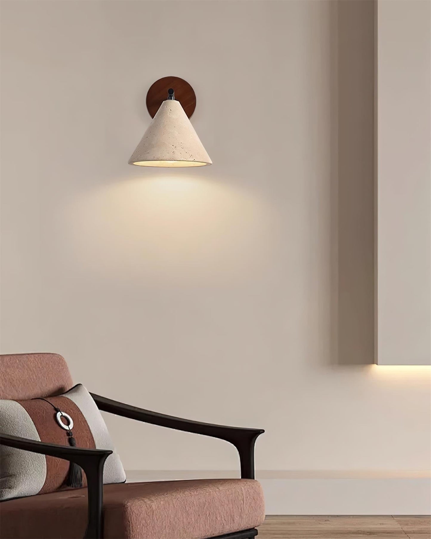 Margaux Finley Wall Lamp Wood and Travertine LED Lighting