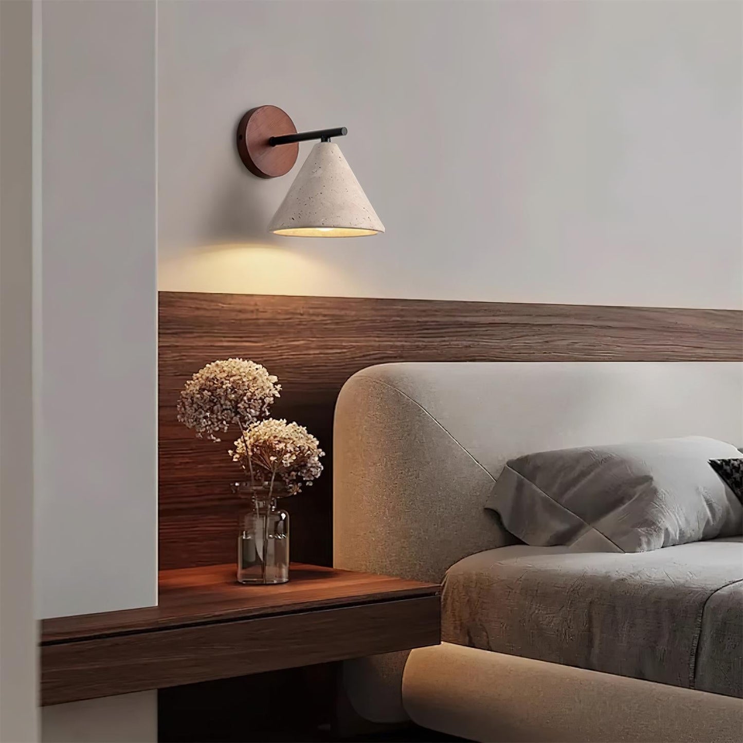 Margaux Finley Wall Lamp Wood and Travertine LED Lighting