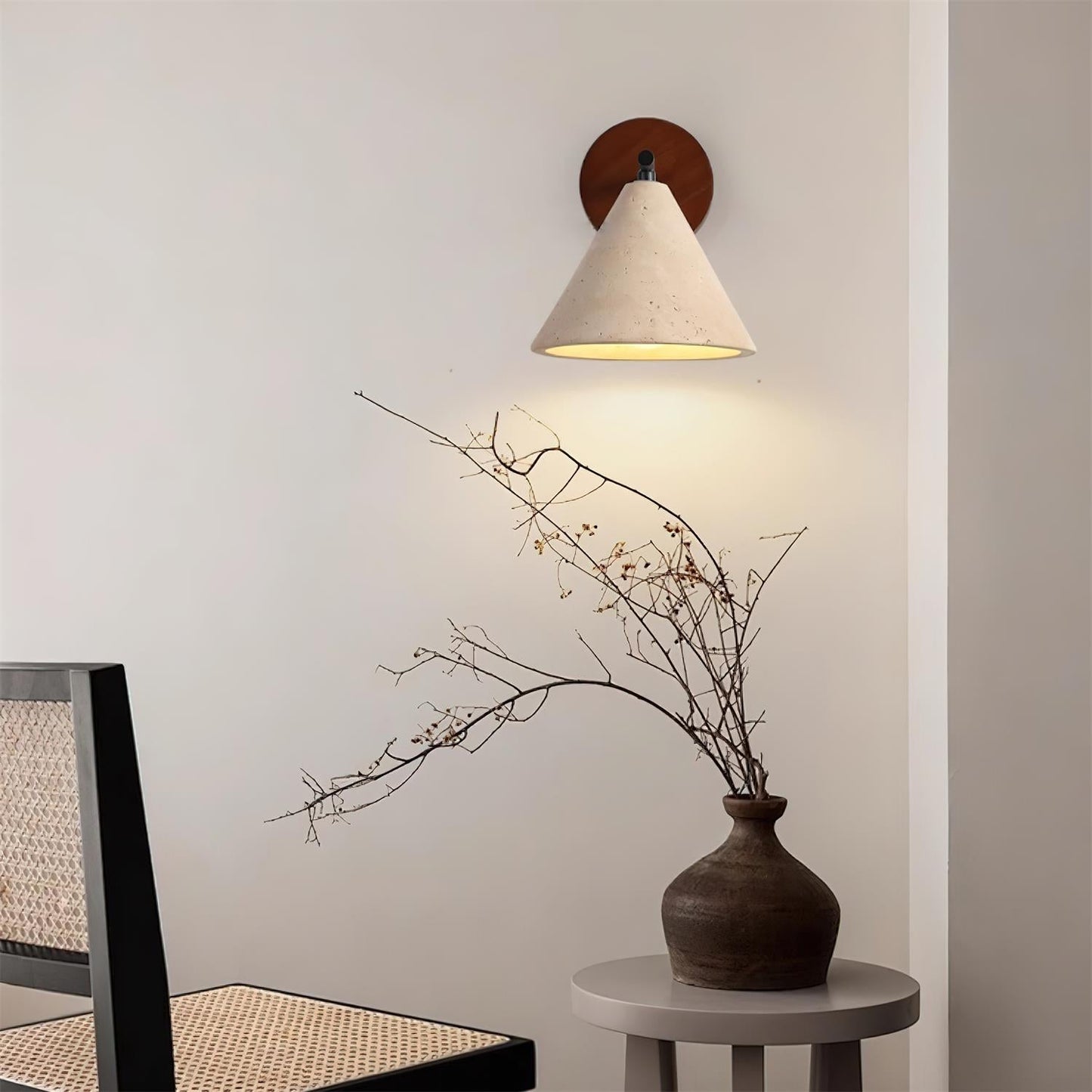 Margaux Finley Wall Lamp Wood and Travertine LED Lighting