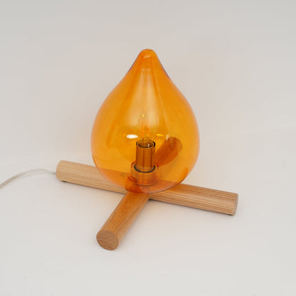 Élora Firebeam Glass Table Lamp with Wooden Base