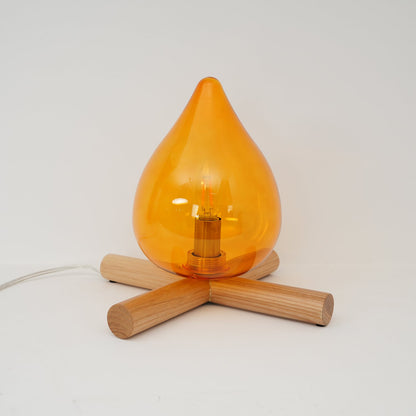 Élora Firebeam Glass Table Lamp with Wooden Base