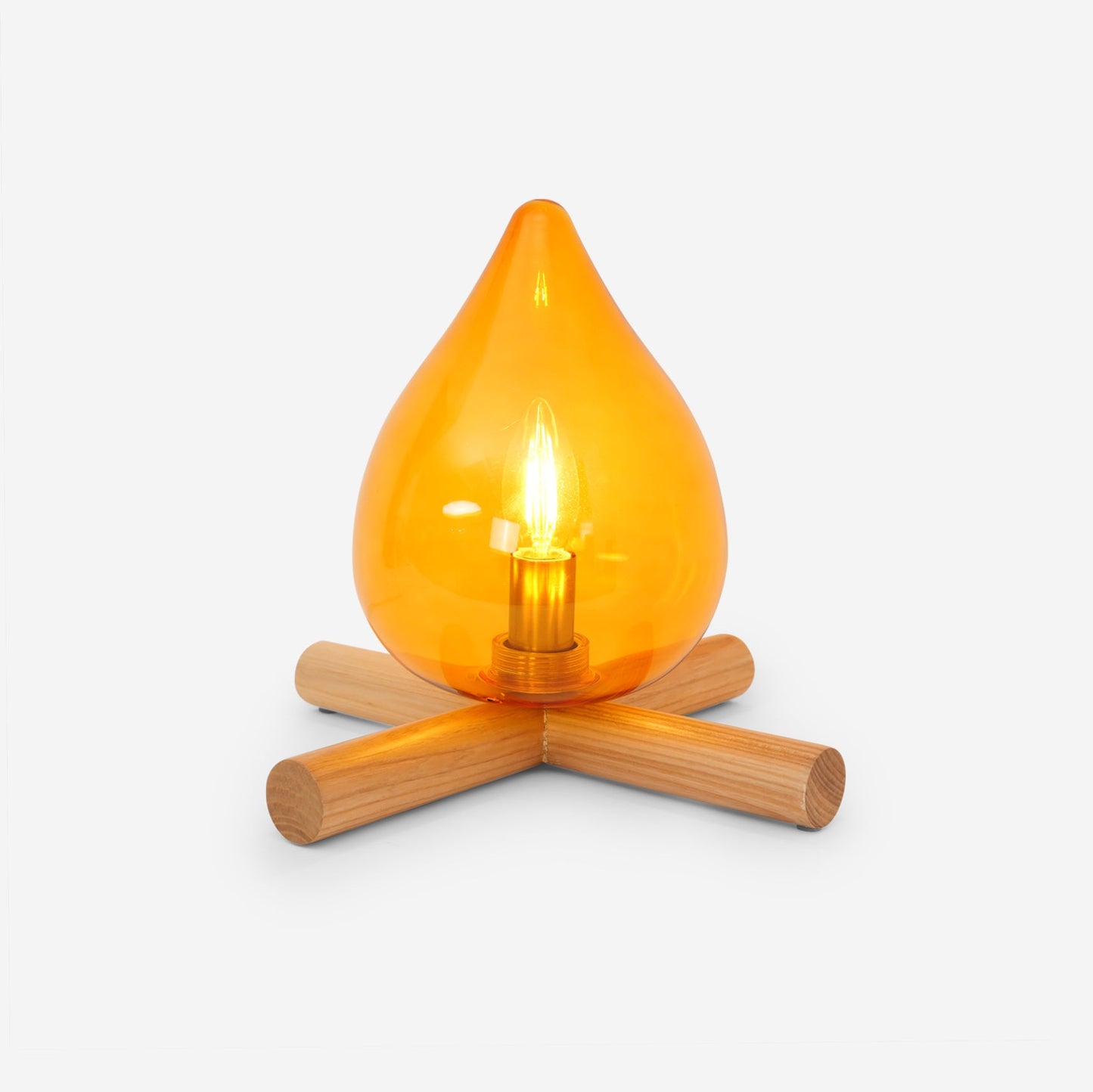 Élora Firebeam Glass Table Lamp with Wooden Base