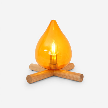 Élora Firebeam Glass Table Lamp with Wooden Base