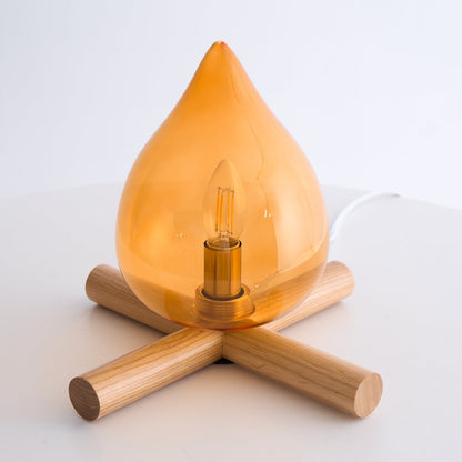 Élora Firebeam Glass Table Lamp with Wooden Base