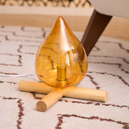 Élora Firebeam Glass Table Lamp with Wooden Base