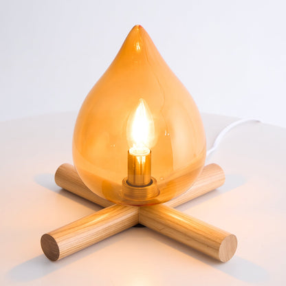 Élora Firebeam Glass Table Lamp with Wooden Base
