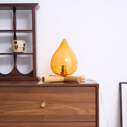 Élora Firebeam Glass Table Lamp with Wooden Base