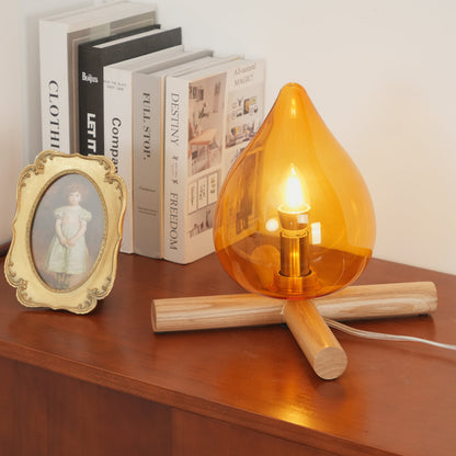 Élora Firebeam Glass Table Lamp with Wooden Base