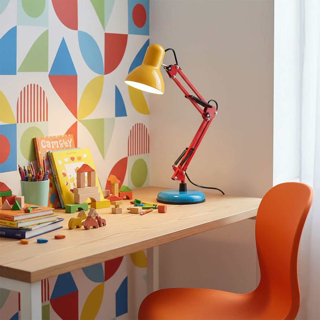 Solène Memphis Verstellbare Tischleuchte mit Color-Block-Design