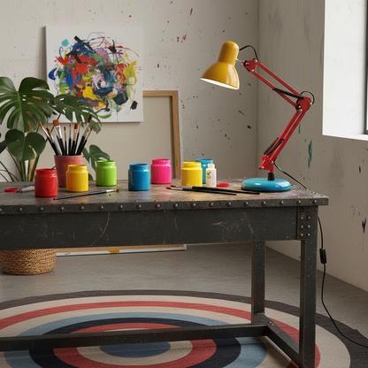 Solène Memphis Verstellbare Tischleuchte mit Color-Block-Design