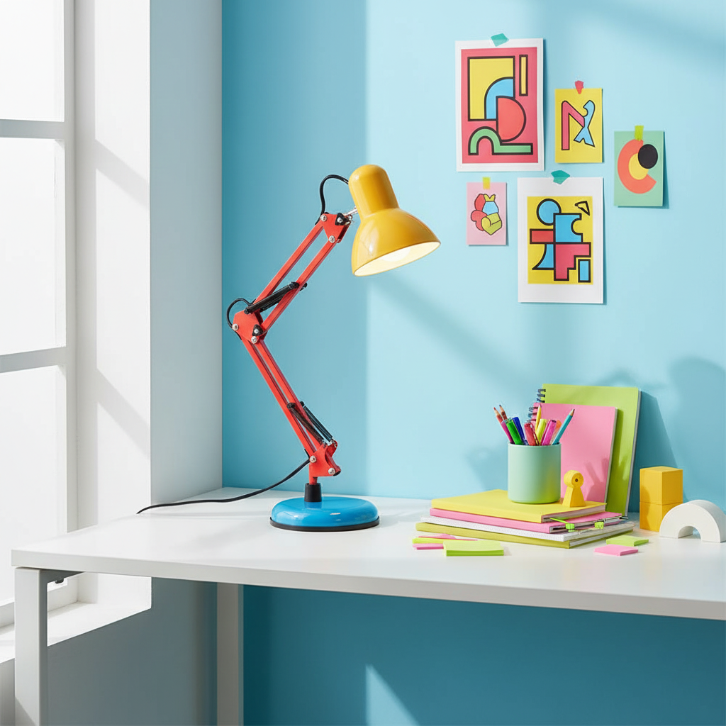 Solène Memphis Verstellbare Tischleuchte mit Color-Block-Design