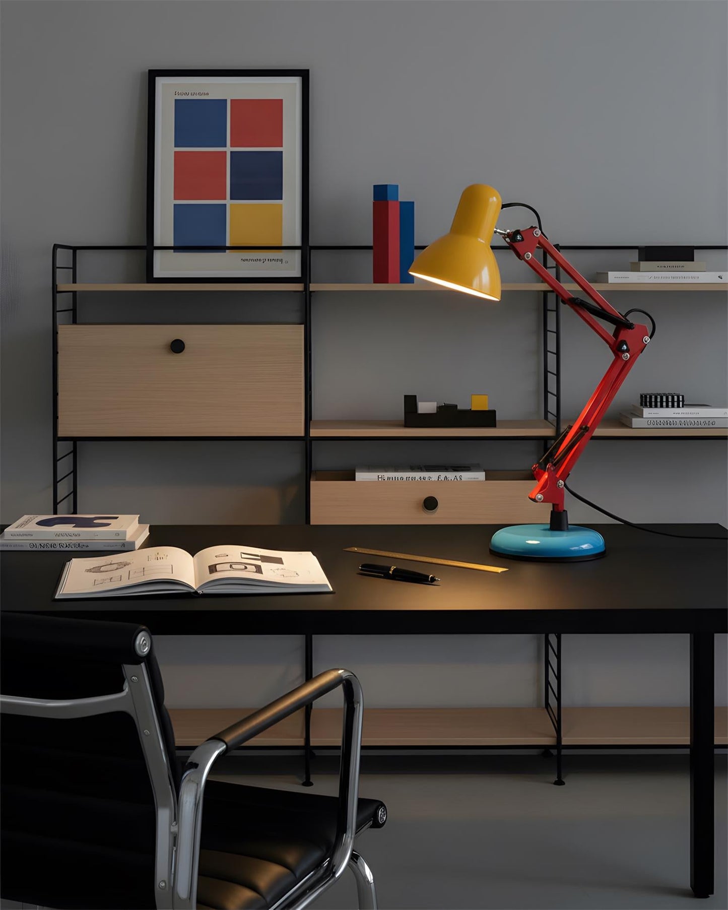 Solène Memphis Verstellbare Tischleuchte mit Color-Block-Design