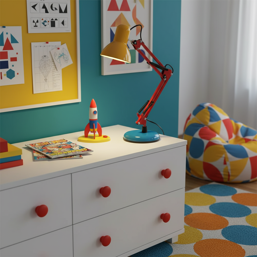 Solène Memphis Verstellbare Tischleuchte mit Color-Block-Design