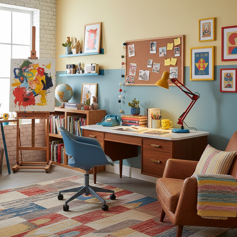 Solène Memphis Verstellbare Tischleuchte mit Color-Block-Design