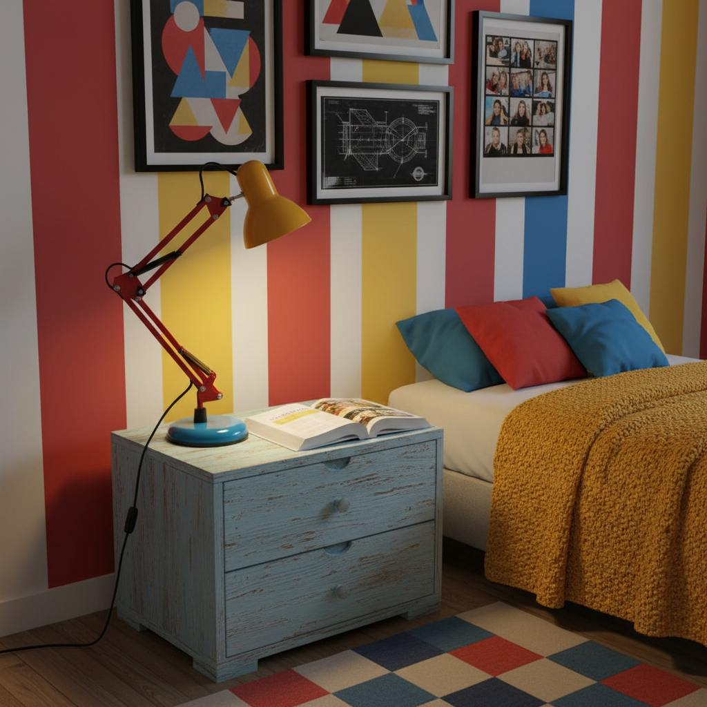 Solène Memphis Verstellbare Tischleuchte mit Color-Block-Design